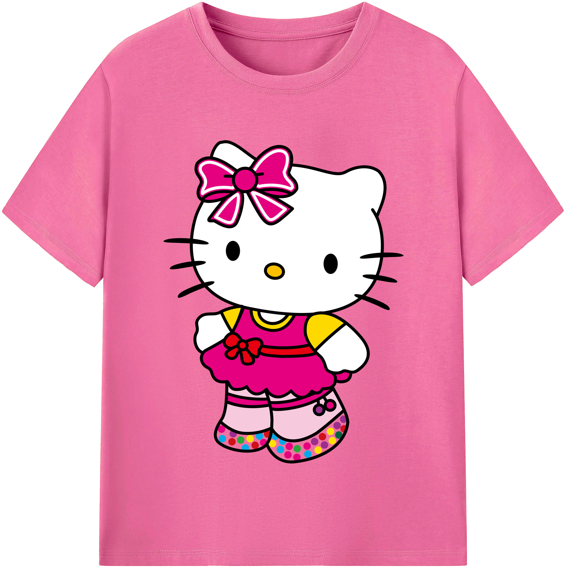 （画像用） Hello Kitty ハローキティ レディースカジュアルプリントTシャツ（綿100％）